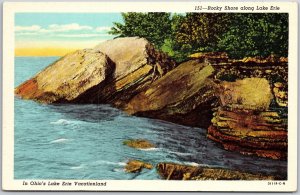 Ohio OH, Rocky Shore along Lake Erie, Vacationland, Nature, Vintage Postcard