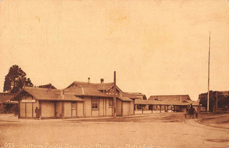 San Mateo California Southern Pacific Depot Train Station Postcard AA41525