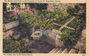 Spring and Cross - At the Fountain of Youth - St Augustine FL, Florida - Linen