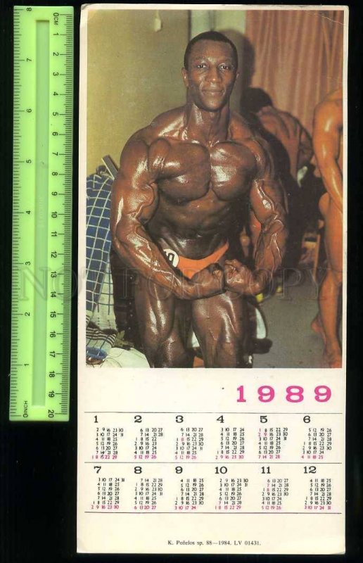 231134 USSR LATVIA black man body-building old calendar