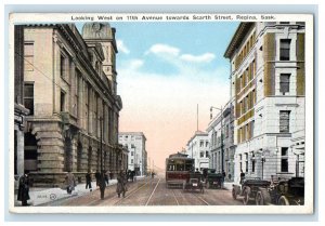 c1910 Looking West Toward Scarth St. Regina Saskatchewan Canada Postcard 