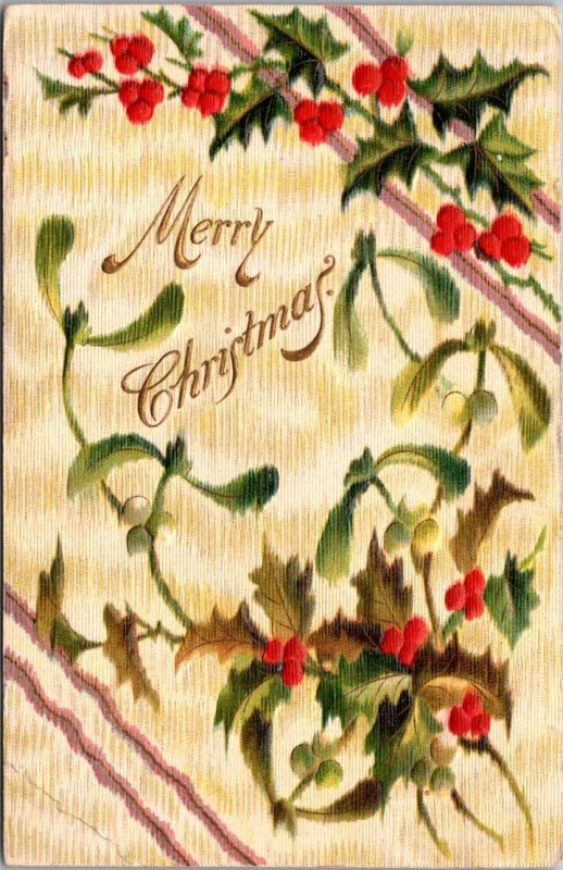 Merry Christmas With Holly 1908