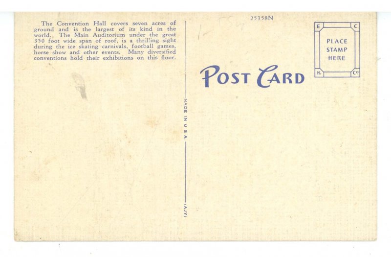 NJ - Atlantic City. Auditorium & Convention Hall, Interior ca 1930's