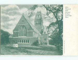 Unused Pre-1907 MEMORIAL HALL AT HARVARD COLLEGE Cambridge MA Q3418