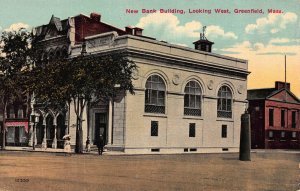 Postcard Bank Building, looking West in Greenfield, Massachusetts~118001