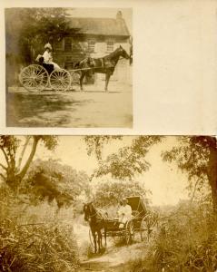 2 RPPC's. Horses and Buggies and People (unidentified)