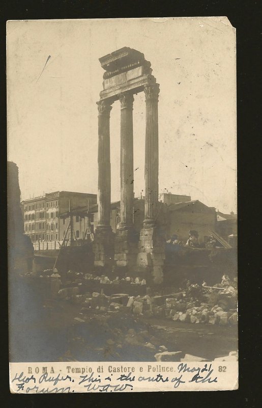 Postmarked 1905 Roma Italy Tempio di Castore e Polluce UPU POstcard