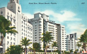 Hotel Row Faxony Saxony Miami Beach Florida Colourpicture Vintage Postcard 1955