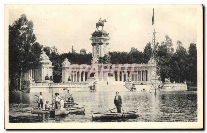 Postcard Old Madrid Retiro Estatua Alfonso XII