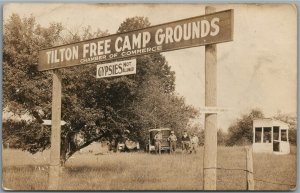 TILTON NH CAMP GROUNDS GYPSIES NOT ALLOWED ANTIQUE REAL PHOTO POSTCARD RPPC