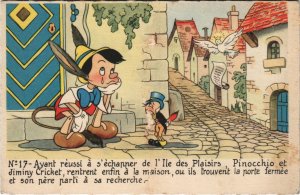 PC DISNEY, PINOCCHIO AND JIMINY CRICKET, Vintage Postcard (b43738)