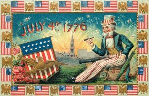 Patriotic, Uncle Sam, July 4th 1776, Embossed, Trade Mark 2172