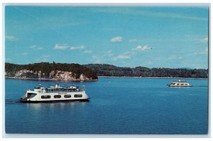 M.V Adirondack And M.V Champlain Between Burlington VT Port Kent NY Postcard 