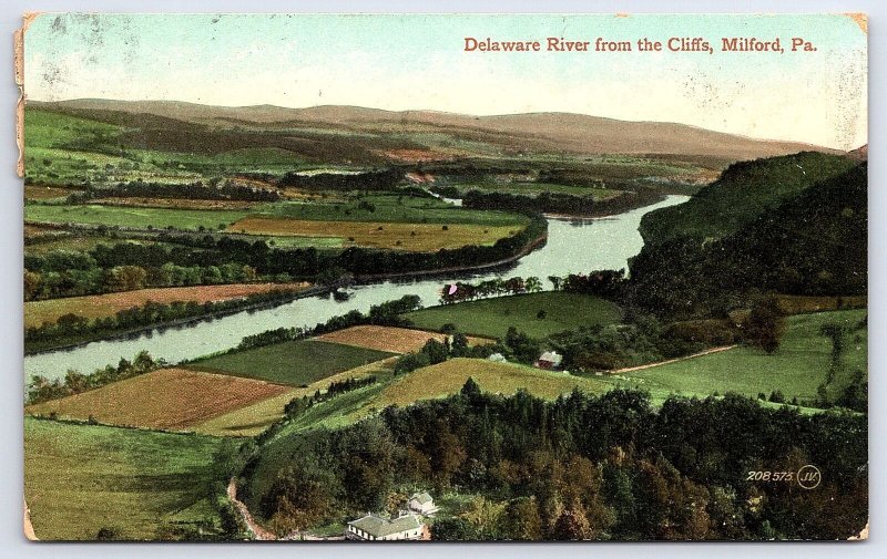 1910's Delaware River From The Cliffs Milford Pennsylvania PA Posted Postcard