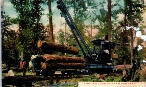 1900s Loading Logs on Tram Car Near Memphis TN Postcard