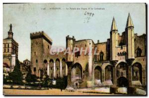 Old Postcard Avignon's Palace and the Cathedral Papee