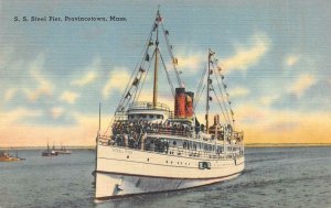 PROVINCETOWN, MA Massachusetts  SS STEEL PIER  Passengers~Ship  c1940's Postcard