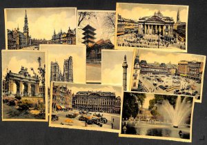 Set of 9 postcards old Brussels Belgium (water damaged - unstick back)