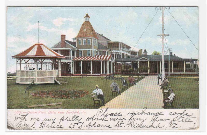 Ocean View Hotel Norfolk Virginia 1909 postcard