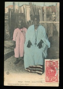 Dakar, Senegal. Jeunes Filles Lebous. C. 1910 Dakar cancel. Mad. Bouchut ed.