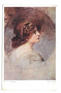 Sehnsucht Beautiful Woman Vanity Eduard Veith Artist Austris BKWI 884a Postcard