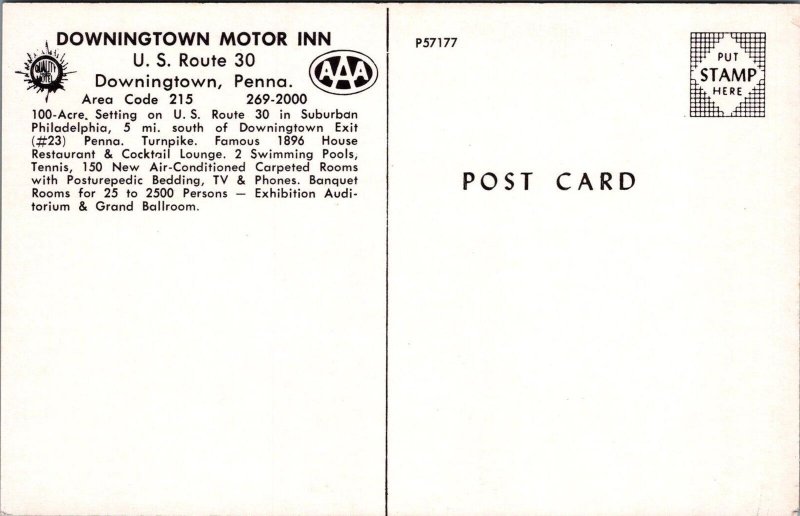 Postcard Downingtown Motor Inn Downingtown PA