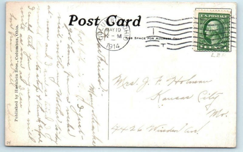 COLUMBUS, Ohio OH DOUBLE DECKER STREET CAR North & South High 1914