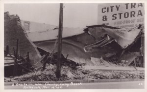 1933 RPPC Real Photo Postcard Cherry, Long Beach Earthquake