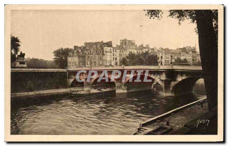Old Postcard Paris strolling Neul Bridge and the Pointe de la Cite