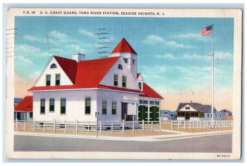 1943 US Coast Guard Toms River Station Seaside Heights NJ Vintage Postcard