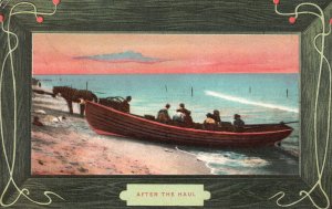 Vintage Postcard 1909 After The Haul Boating Water Sports Adventure Framed