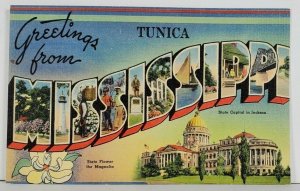 Mississippi Greetings from TUNICA Linen Era Postcard Q12