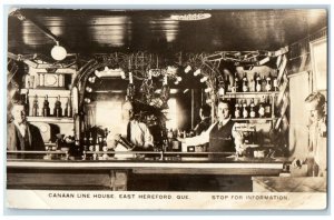 c1920's Canaan Line House Bar Interior East Hereford Quebec RPPC Photo Postcard