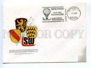 418142 GERMANY 1992 year Stamp Day Sindelfingen Balloon Sinsheim COVER