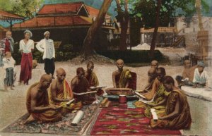 burma, Buddhist Monks at School (1910s) Italian Mission Postcard