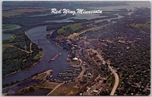 Red Wing Minnesota Aerial View Hiawatha Valley Interstate Bridge River Postcard