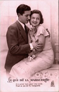 Victorian Romantic Couple Vintage RPPC C315