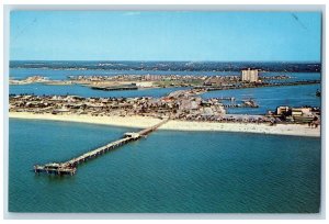 c1950's Air View Of Sparkling Pier Bridge Clearwater Beach Florida FL Postcard