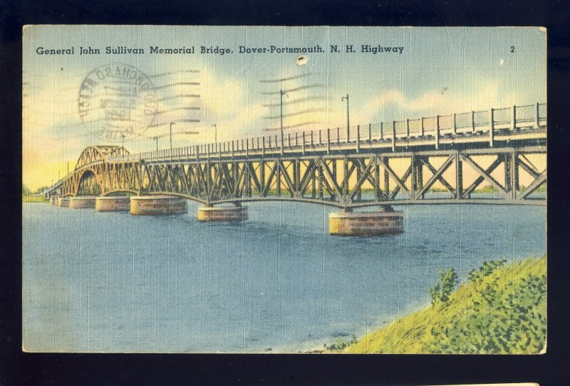 Dover-Portsmouth,New Hampshire/NH  Postcard, Gen Sullivan Memorial Bridge, 1951!