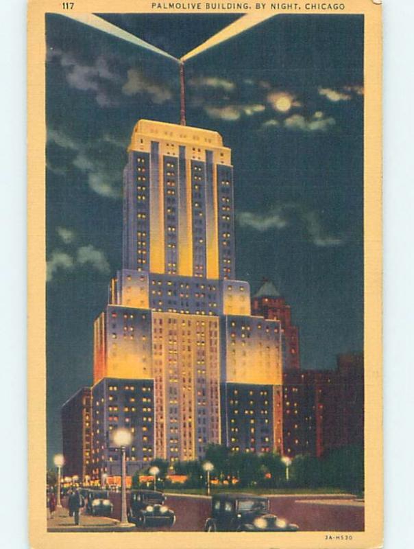 Linen PALMOLIVE BUILDING AT NIGHT Chicago Illinois IL ho1531