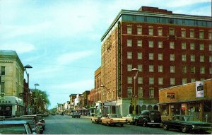 1960's Marshalltown Iowa Hotel Tallcorn Main Street Old Cars Signs Storefronts