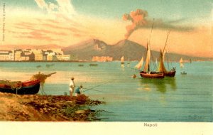 Italy - Naples. Bird's Eye View & Mt Vesuvius
