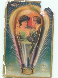 Pre-Linen COUPLE INSIDE LIGHTBULB - PROBABLY THOMAS EDISON BULB AB7448