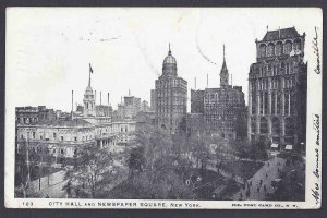 1905 POSTAL CARD CITY HALL  NY, SENT TO HOLLAND