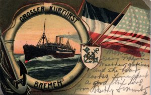 SS Grosser Kurfurst Steamer Steamship Ocean Liner Postcard Ship