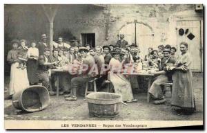 Old Postcard Wine Harvest pickers Meals TOP