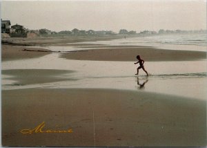 Maine Young Boy At Tidal Flats At Fortunes Rock Beach