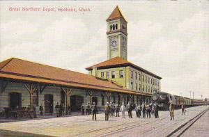 Washington Spokane Train At Great Northern Railroad Depot