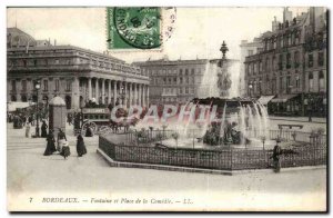 Bordeaux - Fountain and Place de la Comedie - Old Postcard