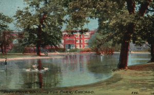 Vintage Postcard 1914 Duck Pond Washington Park Landmark Chicago Illinois IL